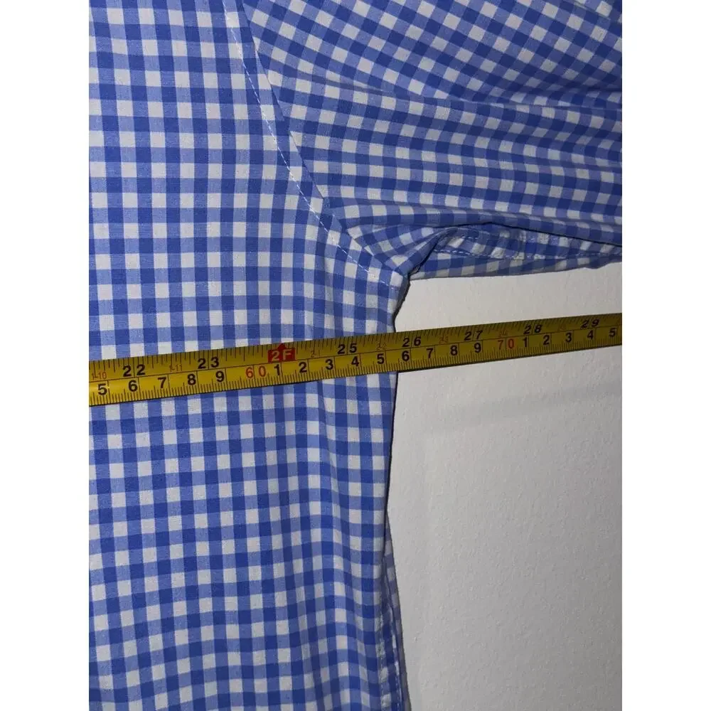 Tommy Hilfiger Classic Fit Stretch Men Blue White Gingham Dress Shirt XL Button - Picture 6 of 9